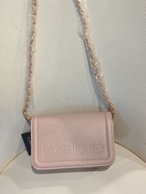 bebe Pale Pink Chain Strap Crossbody Bag